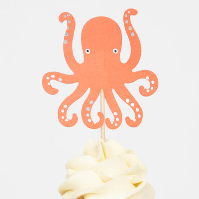 Meri Meri Cupcake Kit (Set of 24 Toppers & 24 Cupcake Cases)-Octopus & Shark - Swanky Boutique Malta 