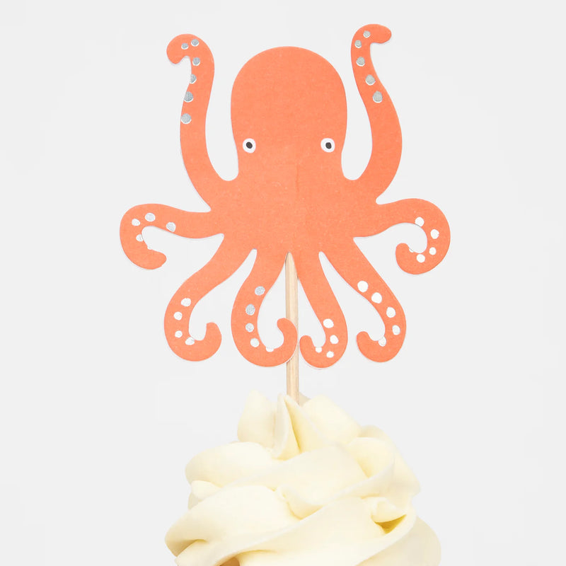 Meri Meri Cupcake Kit (Set of 24 Toppers & 24 Cupcake Cases)-Octopus & Shark - Swanky Boutique Malta 