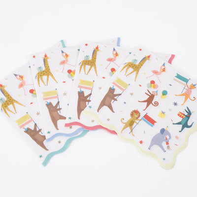 Meri Meri Napkins, Large Set of 16 - Animal Parade-swanky boutique malta