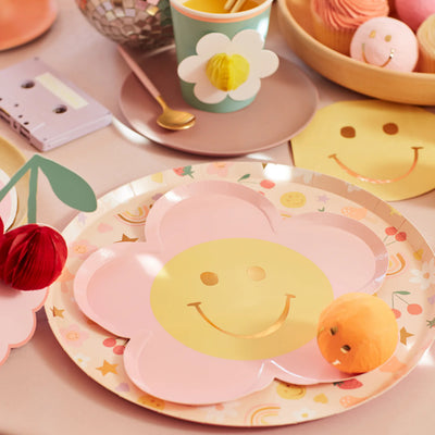 Meri Meri Party Plates, 8-Pack - Happy Icons Flower Shaped Swanky Boutique Malta