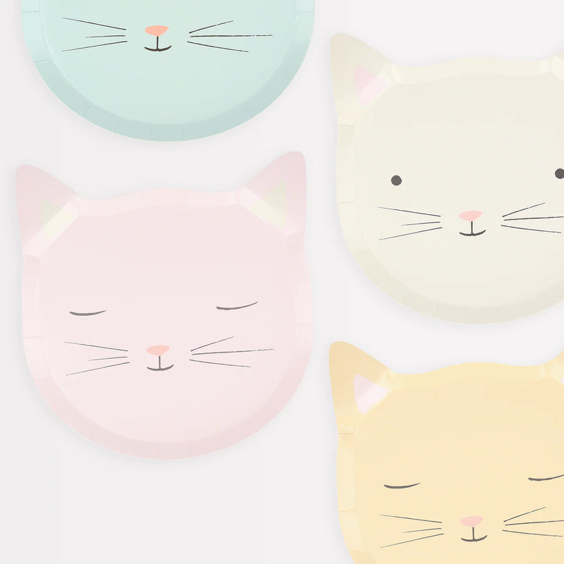 Meri Meri Party Side Plates, 8-Pack - Cute Kitten- swanky boutique malta 