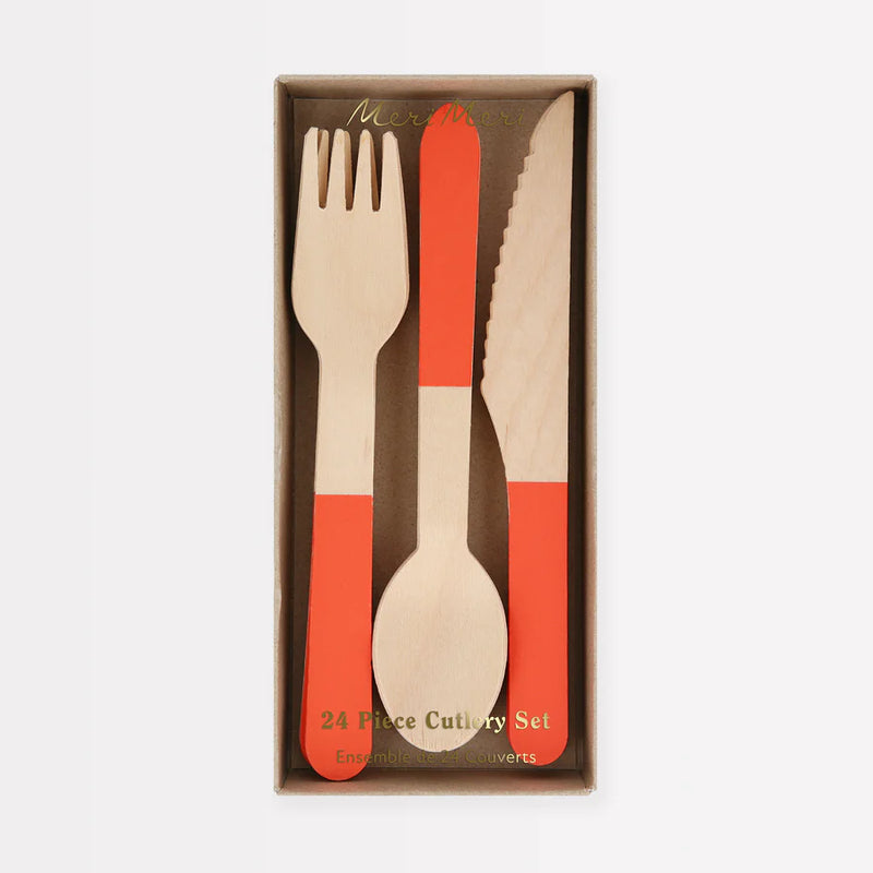 Meri Meri Red Wooden Cutlery Set - Swanky Boutique Malta 