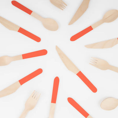Meri Meri Red Wooden Cutlery Set - Swanky Boutique Malta 
