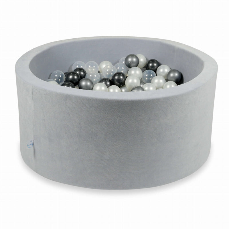 Mimii Ball Pit Velvet Soft Grey with 300 Balls - Swanky Boutique Malta