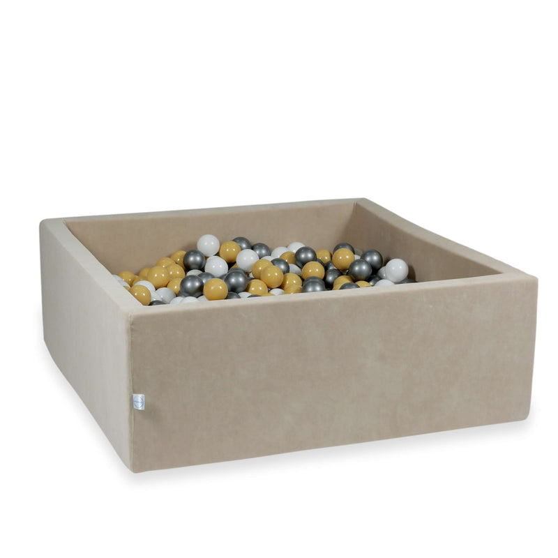 Ball Pit Incl 600 Balls - Velvet Beige (110x110x40cm)