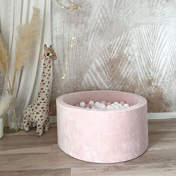 Ball Pit Incl 200 Balls - Velvet Light Pink (90x40cm)