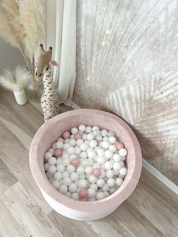 Ball Pit Incl 200 Balls - Velvet Light Pink (90x40cm)