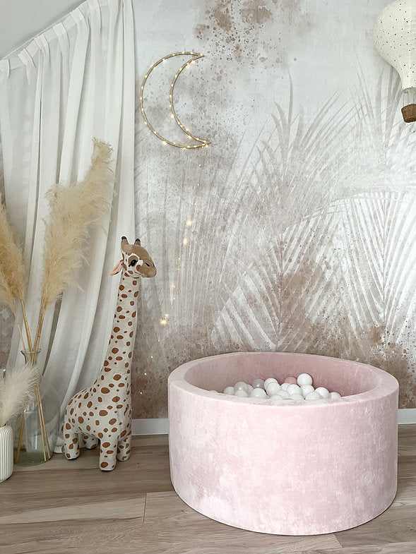 Ball Pit Incl 200 Balls - Velvet Light Pink (90x40cm)