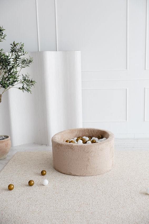 Ball Pit Incl 200 Balls, Teddy - Beige (90x40cm)