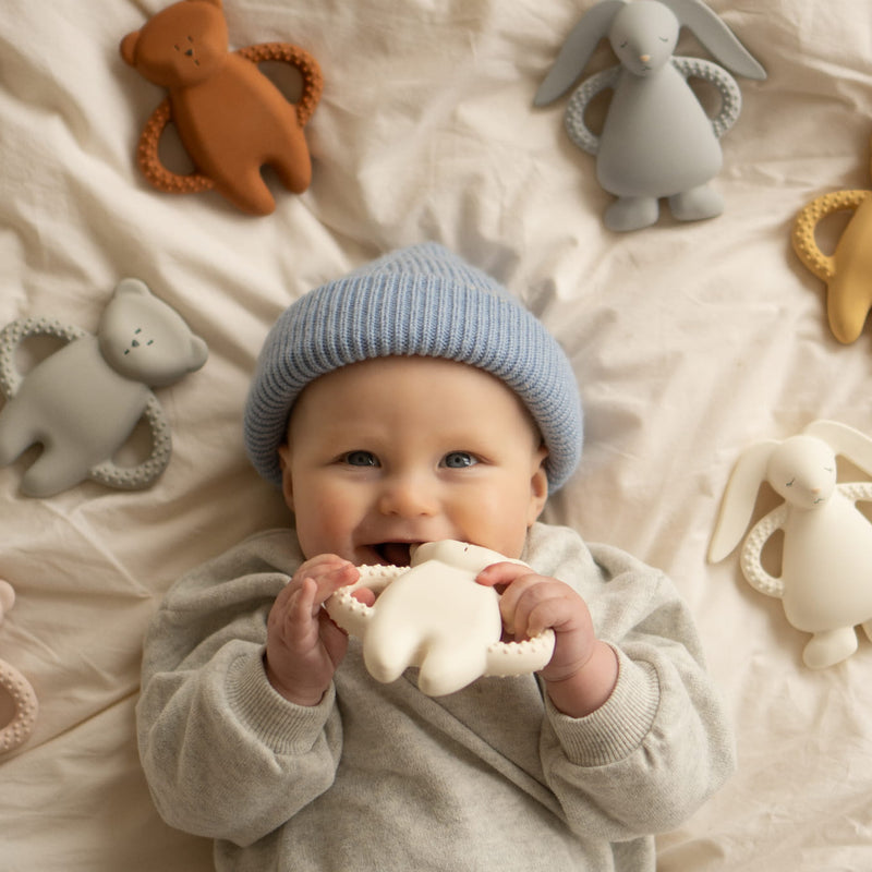 Moonie- BUNNY CREAM - NATURAL RUBBER TEETHER- Swanky Boutique Malta 