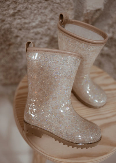 Mrs Ertha Rain Boots Bouquet Silhouette Glitter - Swanky Boutique