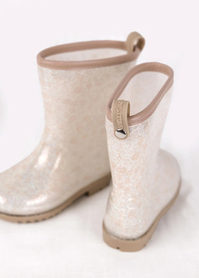 Mrs Ertha Rain Boots Bouquet Silhouette Glitter - Swanky Boutique