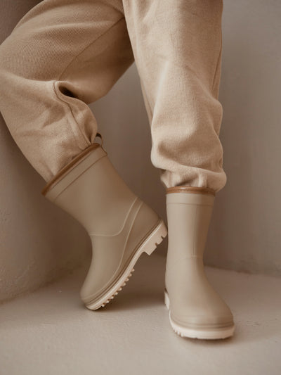 Mrs Ertha Rain Boots Taupe - Swanky Boutique