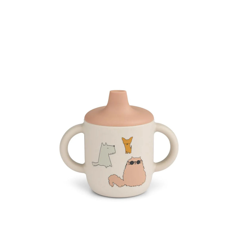Neil Sippy Cup, Silicone 150 ml - Cats and Dogs/Sandy