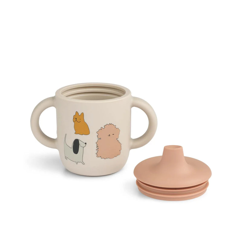Neil Sippy Cup, Silicone 150 ml - Cats and Dogs/Sandy
