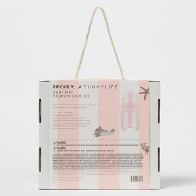 SunnyLife Kids Surf Mat - Dolphin Surf Co /Pink Stripe- Swanky Boutique Malta