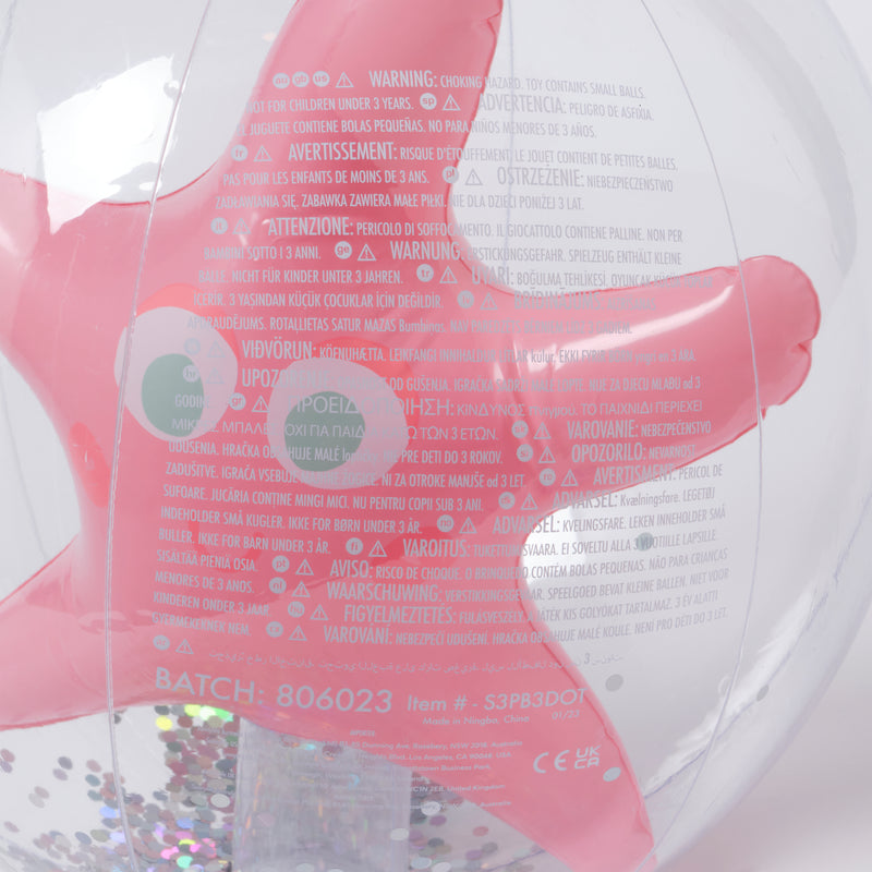 Beach Ball, 3D Inflatable - Ocean Treasure Rose