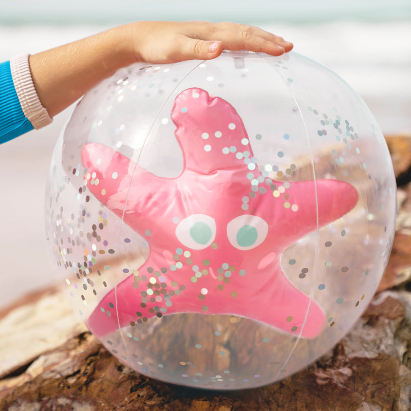 Beach Ball, 3D Inflatable - Ocean Treasure Rose