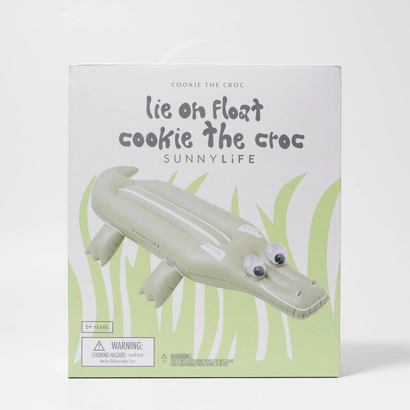 Sunny Life - Kids Lie-On Float Cookie the Croc Khaki - Swanky Boutique