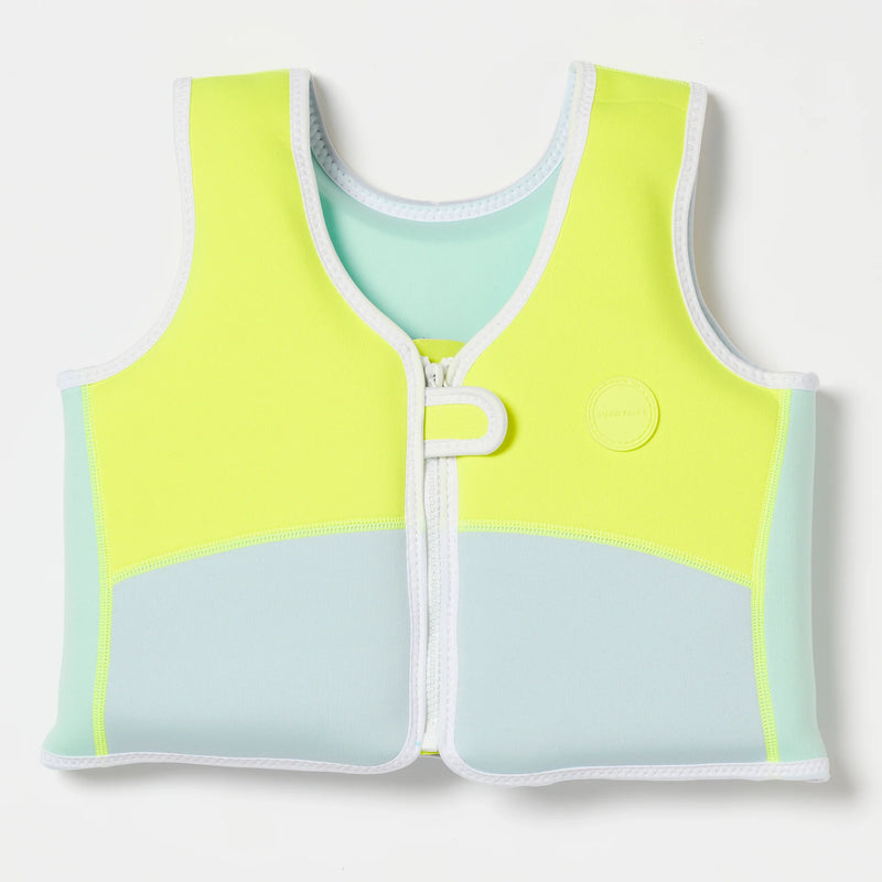 Swim Vest - Salty the Shark Aqua Neon Yellow