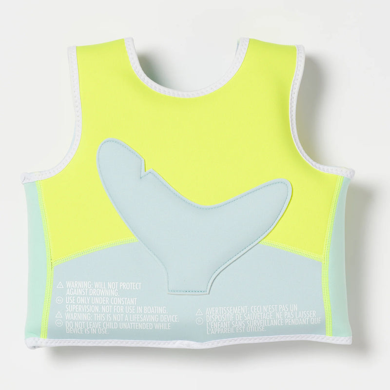 Sunny Life - Swim Vest Salty the Shark Aqua Neon Yellow - Swanky Boutique 