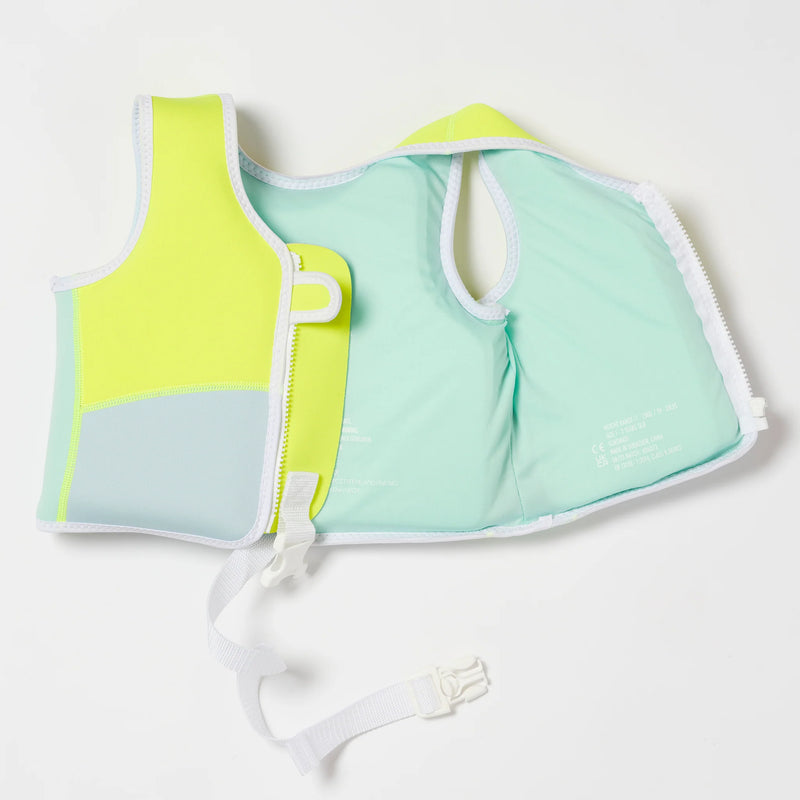Sunny Life - Swim Vest Salty the Shark Aqua Neon Yellow - Swanky Boutique 