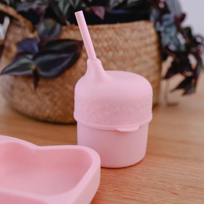 Sippie Lid & Mini Straw - Powder Pink
