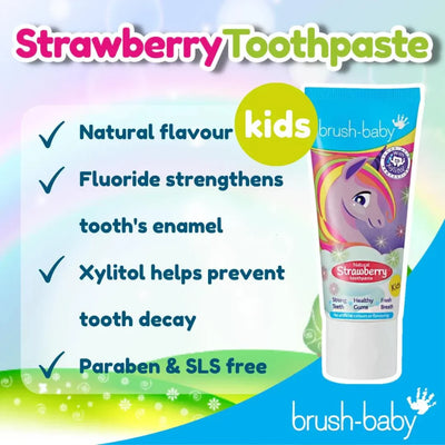 brush baby - Flossy Unicorn’s Strawberry Toothpaste for Kids (50ml) - swanky boutique malta