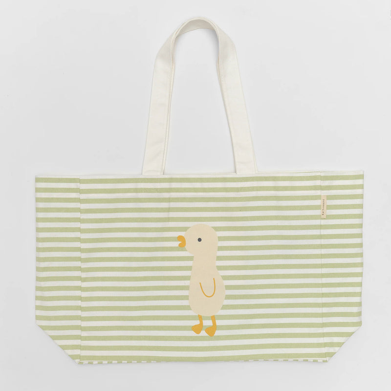 SunnyLife-Beach Bag, Kids Canvas- Duck Sage Stripe-Swanky Boutique Malta 