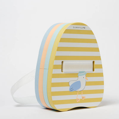 SunnyLife-Bubble Back Float- Sid the Seagull, Mustard Stripe- Swanky Boutique Malta 
