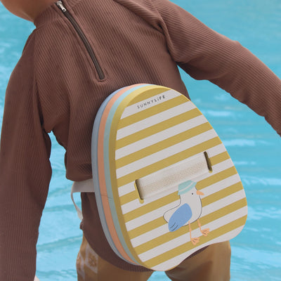 SunnyLife-Bubble Back Float- Sid the Seagull, Mustard Stripe- Swanky Boutique Malta 