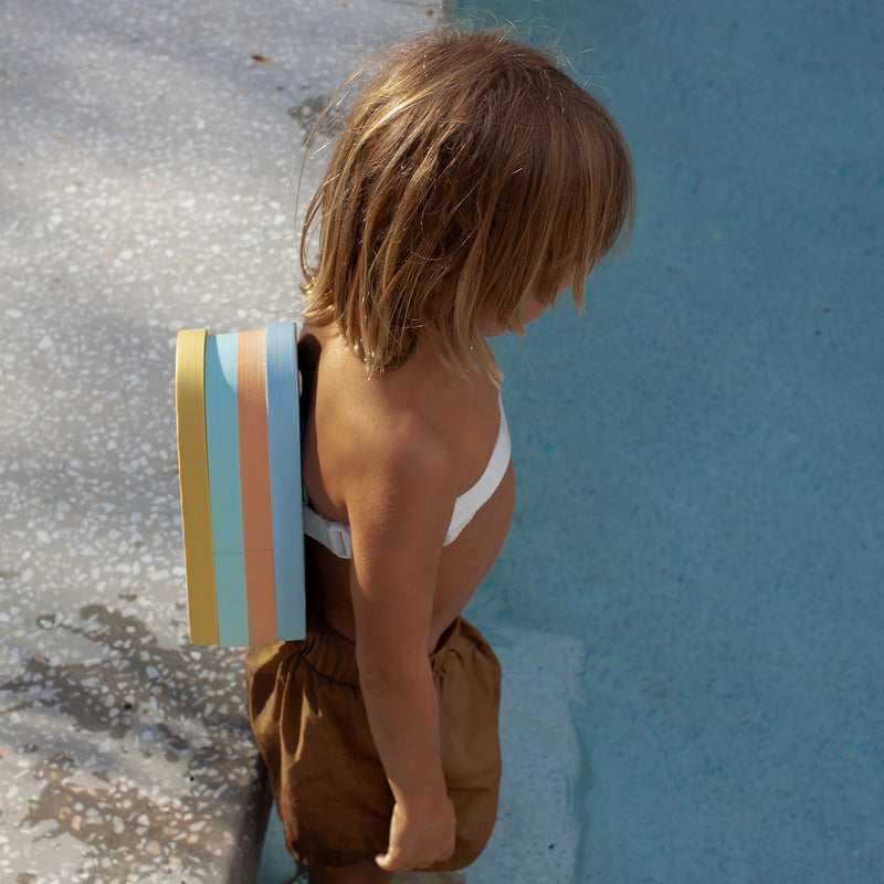 SunnyLife-Bubble Back Float- Sid the Seagull, Mustard Stripe- Swanky Boutique Malta 