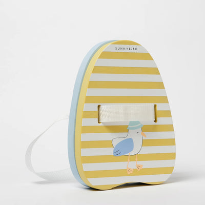 SunnyLife-Bubble Back Float- Sid the Seagull, Mustard Stripe- Swanky Boutique Malta 