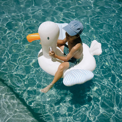 SunnyLife-Kids Ride-On Float - Sid the Seagull,Blue Stripe-Swanky Boutique Malta 