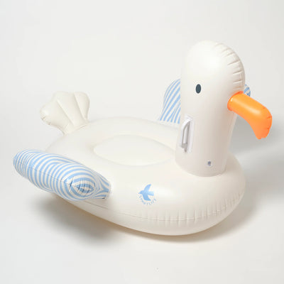 SunnyLife-Kids Ride-On Float - Sid the Seagull,Blue Stripe-Swanky Boutique Malta 