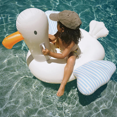 SunnyLife-Kids Ride-On Float - Sid the Seagull,Blue Stripe-Swanky Boutique Malta 