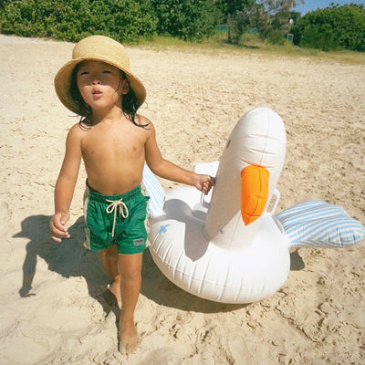 SunnyLife-Kids Ride-On Float - Sid the Seagull,Blue Stripe-Swanky Boutique Malta 