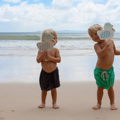 SunnyLife-Kids Velcro Beach Bats -Sid the Seagull Blue Stripe-Swanky Boutique Malta 
