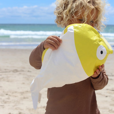 SunnyLife-Kids Wet Bag- Finn the Fish Neon Yellow-Swanky Boutique Malta