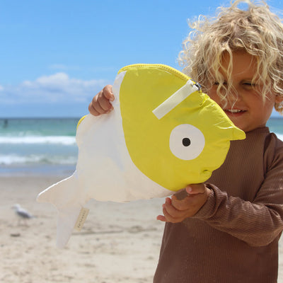SunnyLife-Kids Wet Bag- Finn the Fish Neon Yellow-Swanky Boutique Malta