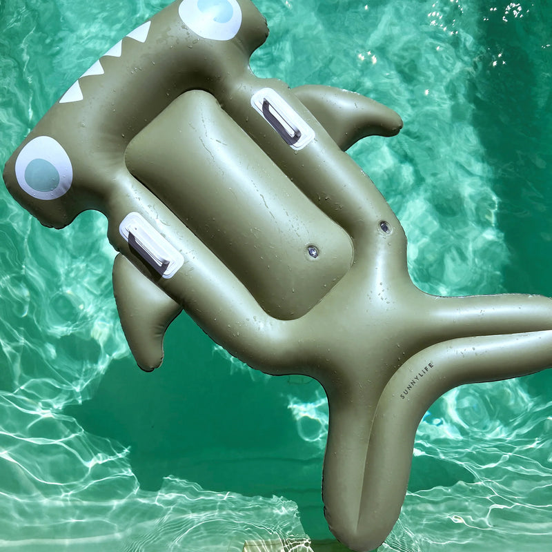 SunnyLife-Kids Lie-On Float - Salty the Shark Khaki-Swanky Boutique Malta 