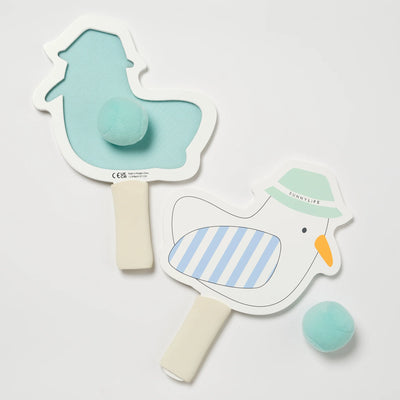 SunnyLife-Kids Velcro Beach Bats -Sid the Seagull Blue Stripe-Swanky Boutique Malta 