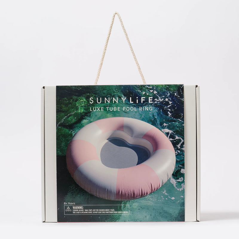 SunnyLife-Pool Ring, Luxe- Stole My Heart, Pink Stripe-Swanky Boutique Malta 