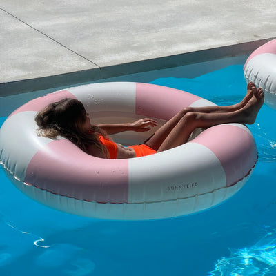 SunnyLife-Pool Ring, Luxe- Stole My Heart, Pink Stripe-Swanky Boutique Malta 