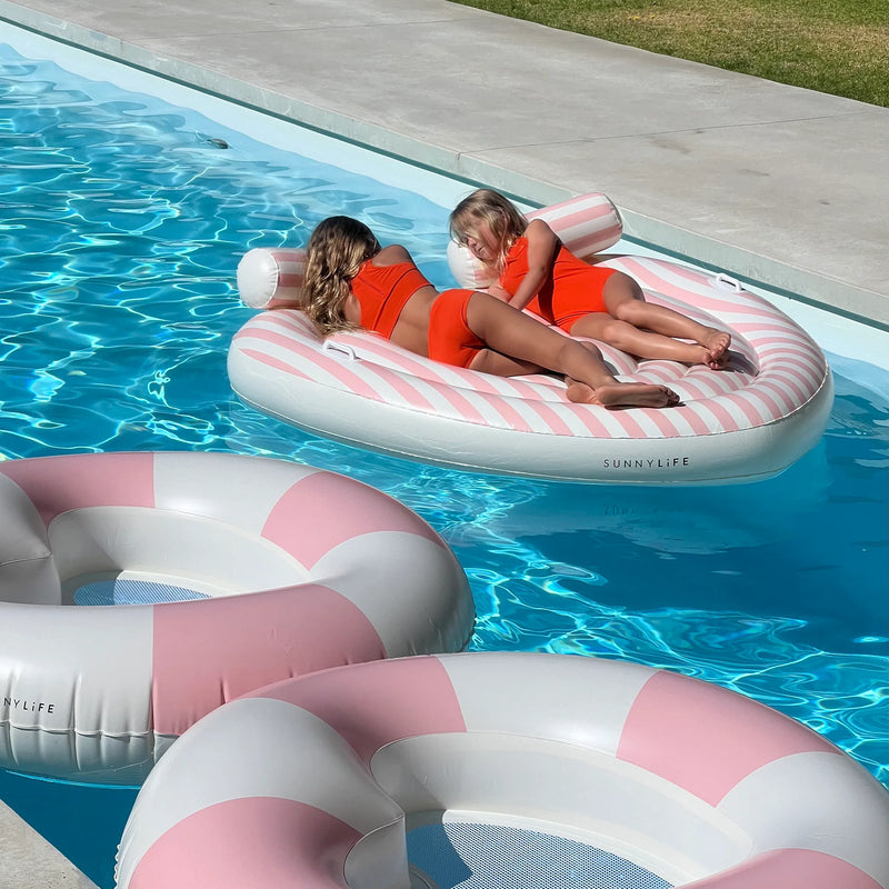 SunnyLife-Twin Lie-On Float - Stole My Heart,Pink Stripe-Swanky Boutique Malta