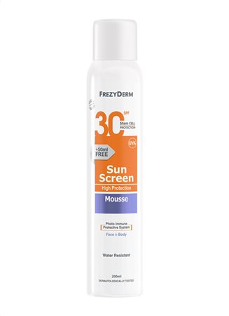 frezyderm - sunscreen mousse face & body adults SPF30+ 200ml - swanky boutique malta