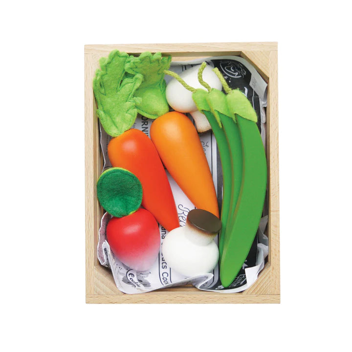 Le Toy Van - Harvest Vegetables Wooden Food Crate - 9 Pieces- Swanky Boutique