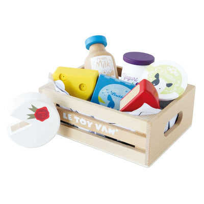 Cheese & Dairy Wooden Market Crate - 8 Pieces