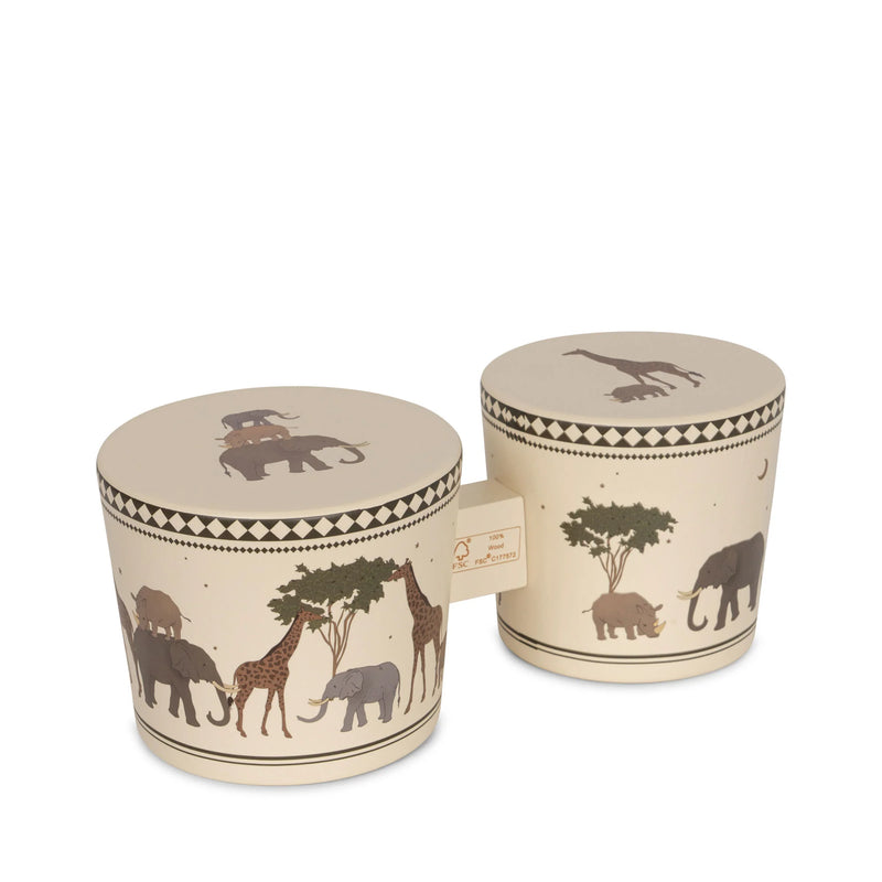 Konges Sloejd - wooden bongo drums - safari - Swanky Boutique