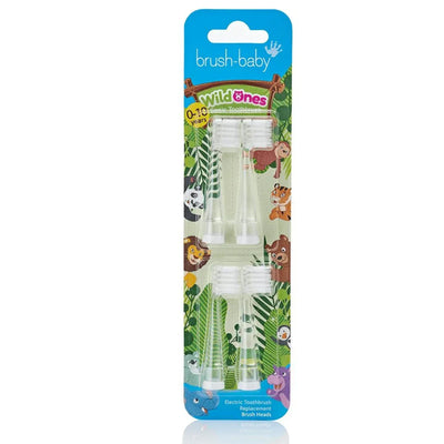 Brush Baby - Replacement Kids Electric Toothbrush Heads, WildOnes (4 Pack)- Swanky Boutique